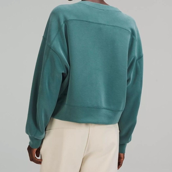 Lululemon Perfectly Oversized Cropped Crew *Softstreme Green Jasper - Picture 2 of 9